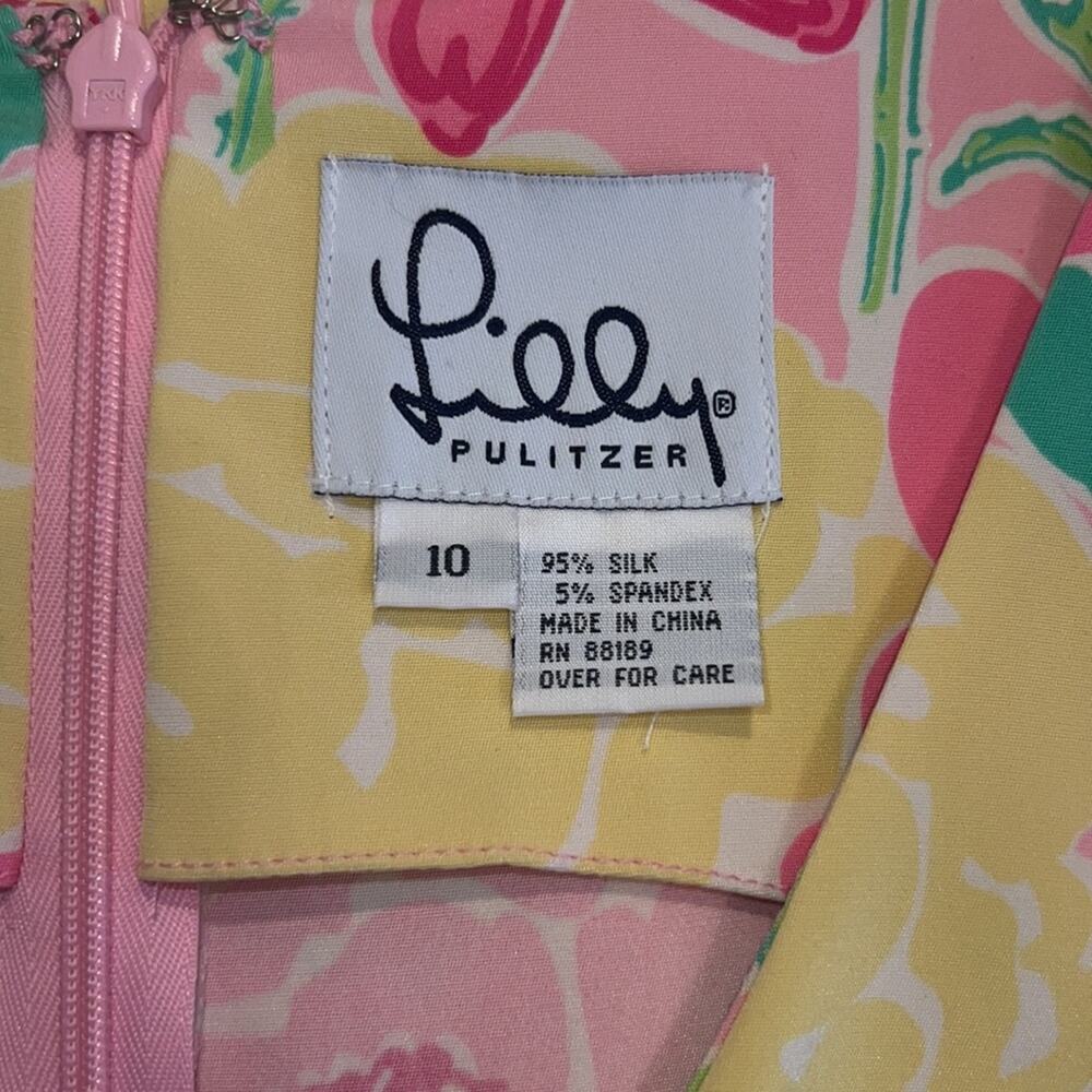 Lilly Pulitzer Silk Sheath Dress With V-Neck -Size 10 - Picture 7 of 7